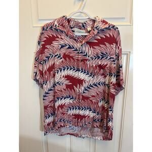 Carribean Men’s Red White Blue Beach Hawaiin Cruise Shirt Size Large